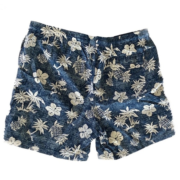 Vintage Cherokee Men’s Swim Shorts / Trunks Blue & White Hawaiian Print Size XL - Picture 1 of 7